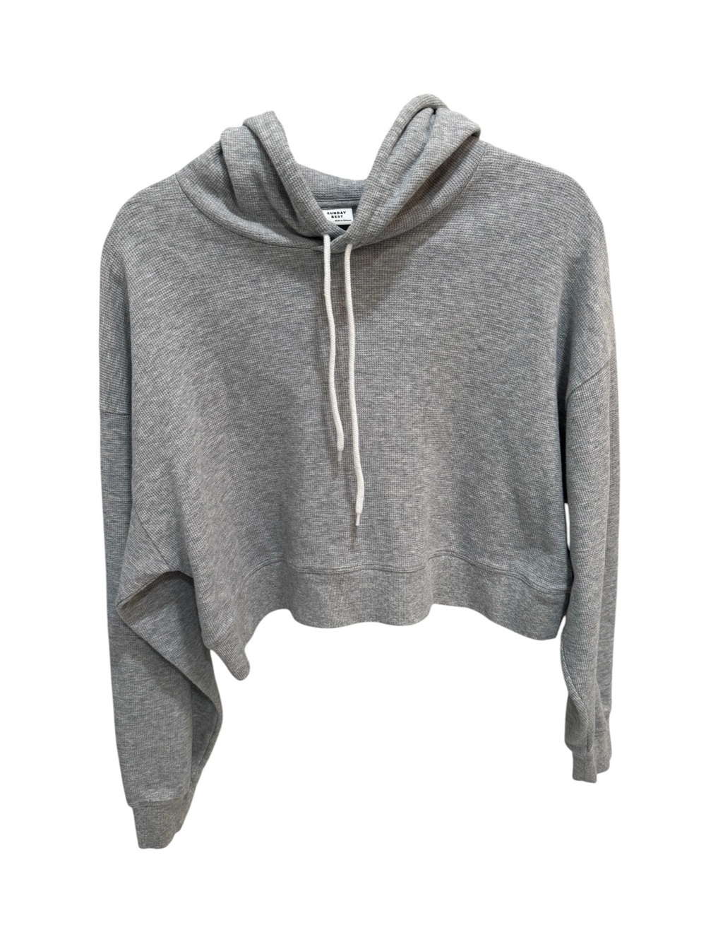 Aritzia Sunday Best Cropped Pullover Hoodie Sweatshirt Gray Women's Size L